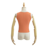 Women Sweater Knitwear Summer Square Collar Wave Pattern Vest