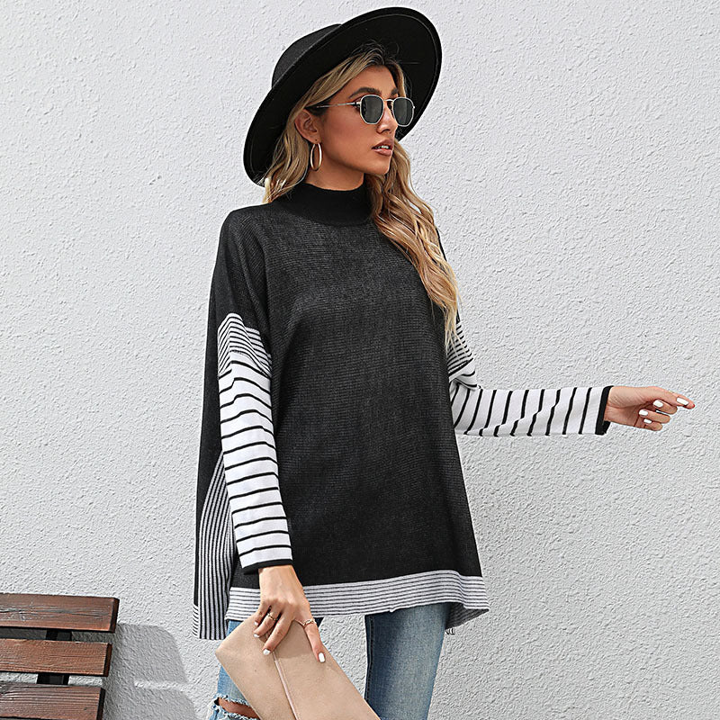 Women Knitted Sweater Autumn and Winter Striped Sweater Women's Loose
