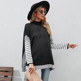 Women Knitted Sweater Autumn and Winter Striped Sweater Women's Loose