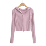 Women Sweater Knitwear Mohair Hooded Knit Cardigan Female Fall/Winter Slim Zipper Long Sleeve Sweater Coat