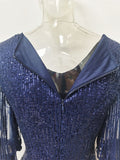 Women's Evening Gown Long Sleeve Sequins Dress Sexy Retro Evening Dress