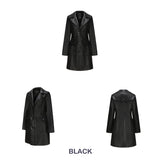 Red Leather Jacket Spring and Autumn Long Sleeve Leather Wind Coat Coat Female Lapel Single Breasted