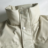 Unisex Winter Cotton Coat PU Leather Coat Stand Collar Leather Cotton-Padded Jacket