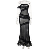 Women Dresses Sexy Ribbon Dress Spring Summer Slim-Fit Long Dress