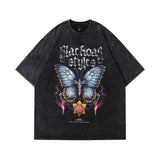 Men T Shirt Vintage Distressed Small Neckline Short Sleeve T-shirt