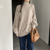 Women Winter Knitted Sweater Knitted Bottoming Shirt Turtleneck Autumn and Winter Loose Long Sleeve Women's Clothing 8t3113