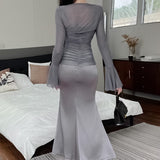 Women Dresses Autumn Mesh Fishtail Sling Dress