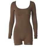 Women Jumpsuit Summer Long-Sleeve U-Neck Backless Sports Yoga Jumpsuit