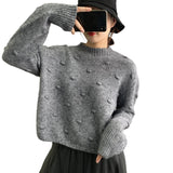 Women Winter Knitted Sweater Fall/Winter round Neck Long Sleeve Sweater 8t3005