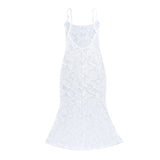 Women Dresses Summer Slim Fit Long Dress Sexy Flocking Suspenders Dress