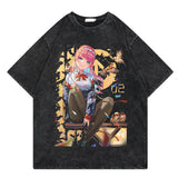 Washed retro T-shirt street print graphic casual cotton summer short sleeves
