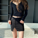 Women Knitted Two-Piece Set Spring Sexy Sweater Top Sheath Skirt Knitting Suit 8t8225