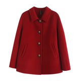 Women Woolen Coat Lapel Classic Style Woolen Blazer Autumn and Winter Loose Cardigan