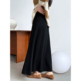Women Skirt Drawstring Knitted A- line Skirt Wool Skirt