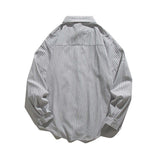 Unisex Shirts Autumn Vertical Striped Pocket Shirt