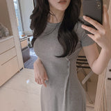 Women Dresses Short Sleeve round Neck Dress Long Dress