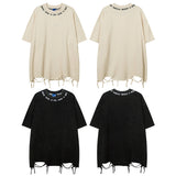 Men T Shirt Letter Embroidered Crew Neck Short Sleeve T-shirt