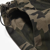 Men Sweatpants Tooling Camouflage Pants Pleated Casual Straight-Leg Drawstring Trousers