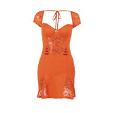 Women Dresses Autumn Sexy Hip Skirt Lace Short Sleeve Dress