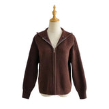 Women Sweater Knitwear Double Zipper Lapel Sweaters Cardigan Polo Collar Turtleneck Sweater Coat