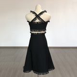 Women Evening Dress V Lace Bow Bandage One-Piece Dress