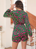 Women's Evening Gown Sexy Loose-Fitting V-neck Long Sleeves Striped Sequined Jumpsuit