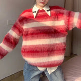 Women Knitted Pullover Striped Sweater Sweater Autumn and Winter Loose Top