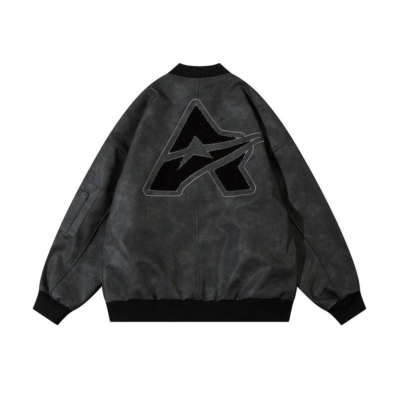 Men Jacket Coat Motorcycle Clothing Men's Autumn and Winter Baseball Uniform Loose Pilot Leather Coat
