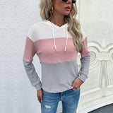 Women Knitted Sweater Autumn Casual Women's Clothing Long Sleeve Color Matching Hoodie Knitted