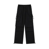 Men Sweatpants Solid Color Pleated Casual Trousers Loose Track Pants Drawstring Jogger Pants