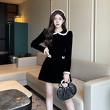Women Dresses Velvet Dress Autumn and Winter Short Skirt