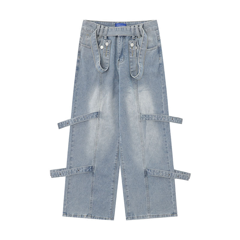 Men Jeans Straight Wide Leg Cargo Jeans