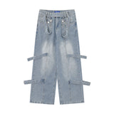 Men Jeans Straight Wide Leg Cargo Jeans