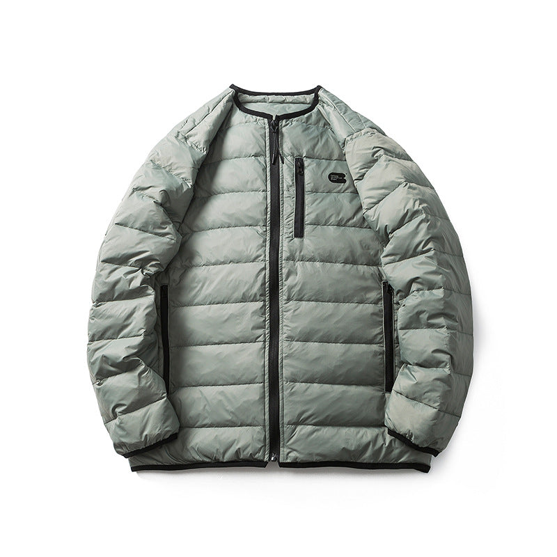 Unisex Winter Cotton Coat Winter New round Neck down Jacket Vintage Zipper
