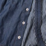 Women Dresses Spring Retro Denim Dress Women's Stand Collar Single-Breasted Dress (Qymy0409)