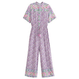 Women Pants Spring and Summer Short Sleeve One-Piece Trousers Wide Tube Jumpsuit