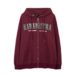 Men Hoodie Embroidery Zipper Cardigan Sweater