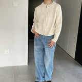 Women Winter Knitted Sweater Zipper Cardigan Long Sleeve Solid Color Thick Sweater
