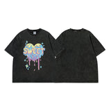Men T Shirt Heart Printing Couple Short Sleeve T-shirt