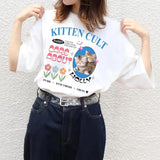 Kawaii Korean Fashion Oversized Kitten T-Shirt Cartoon Cute