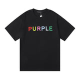 Purple Brand T Shirts Spring/Summer Color Printed Hip Hop Men's and Women's Casual Short-Sleeved T-shirt