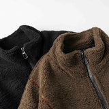 Unisex Winter Cotton Line Embroidered Stand Collar Cotton Coat Vintage Polar Fleece Loose Cotton Coat