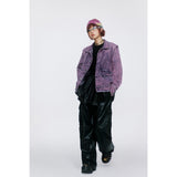 Unisex Jacket Retro Washed Brushed Purple Denim Jacket
