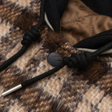 Unisex Winter Cotton Coat Winter Vintage Plaid Hooded Letters Baseball Uniform Jacket