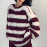 Women Knitwear Autumn and Winter Striped Sweater Loose Sweater
