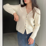 Women Cardigan Sweater Spring Cardigan Coat V-neck Buttons Sweater Coat Y948