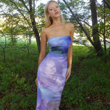 Women Dresses Summer Printing Slim Fit Backless Dress