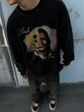 Mens T-shirts SAINT MICHAEL CHO saint smile wash water do old long sleeve T-shirt