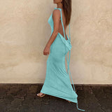 Women Dresses Summer Sexy Backless Self-Tie Dress