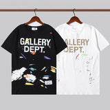 Gallery Dept T Shitrs Summer Vintage Splash-Ink Letter T-shirt Short Sleeve Men